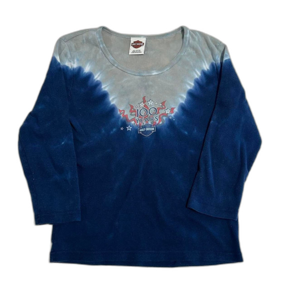 Harley-davidson Women's Blue and Navy T-shirt - Picture 1 of 8